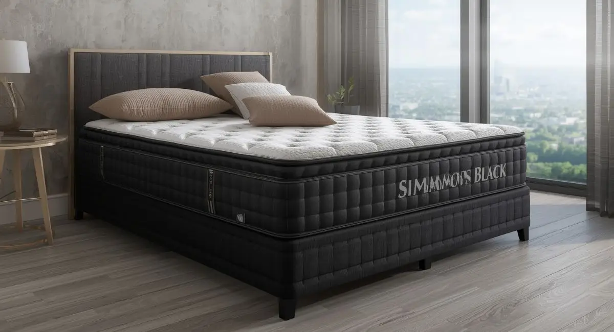 Luxury Simmons Beautyrest Black mattress on modern bed frame